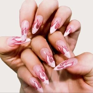 Flame Print press on nails